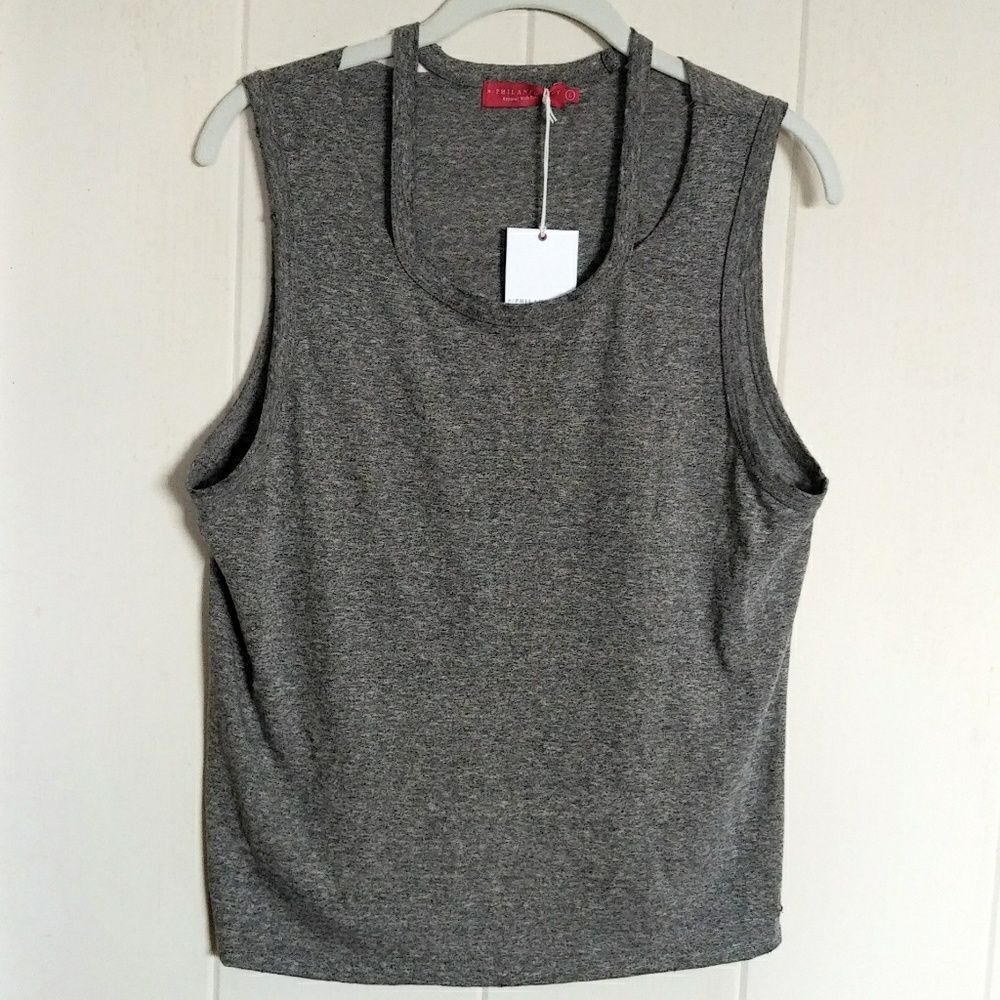 n: PHILANTHROPY Distressed😩 Heather Grey Tank